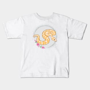 Albino Ball Python Floral Theme Kids T-Shirt
